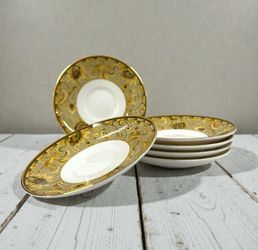 Wedgwood Persia Bone China Saucers Set of 6 England 5.5” Gold Gilt 1997