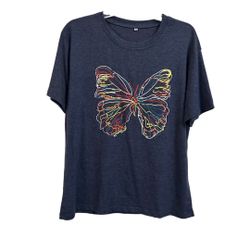 Women’s Blue Colorful Butterfly Size L