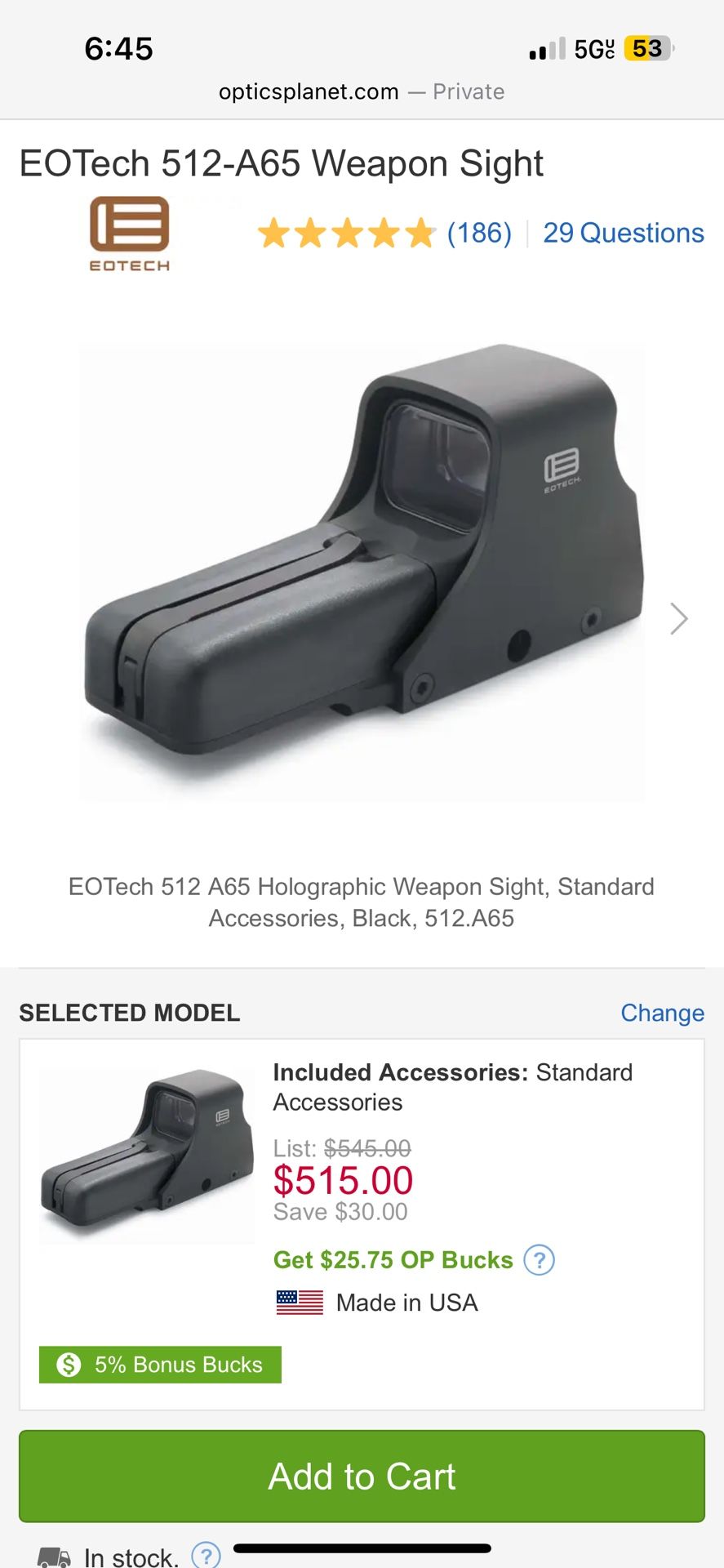 EOTech 512-A65 Red Dot