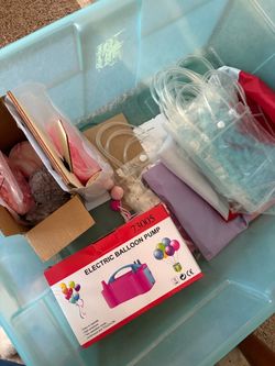Box of party supplies