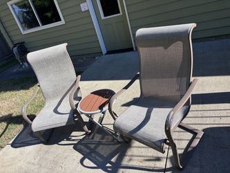 Patio Sling Chair Set with Side Table