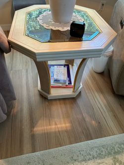 3 glass top side tables and matching coffee table