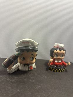 Betty Boop Coca Cola figurines lot of 2 vintage style diner collectibles