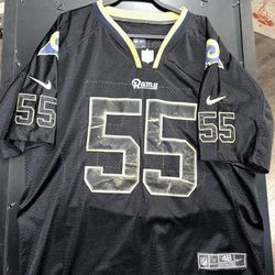 Black JAMES LAURINAITIS ST LOUIS RAMS #55 NIKE ON FIELD NFL Players JERSEY 