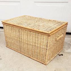 Vintage Bamboo Wicker Storage Chest 