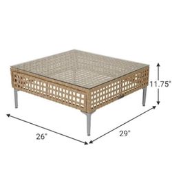 Wicker Outdoor Coffee Table with Glass Top — Brand New (Still In Box)