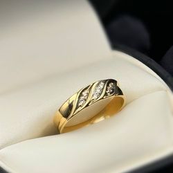 14k Solid Yellow Gold 0.14CTW Natural Diamond Wave Fashion Ring Sz 7.25