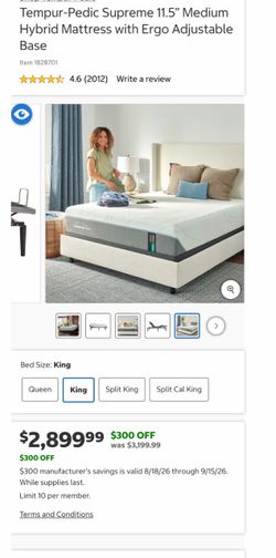 Tempur-Pedic Supreme 11.5" Medium Hybrid Mattress King