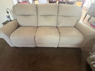 3-Seat Reclining Sofa Light Gray Fabric