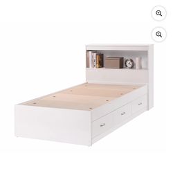 Hodedah Twin-Size Captain Bed with 3-Drawers and Headboard in White
