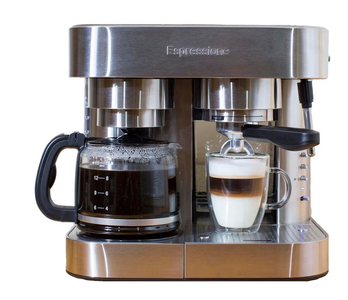Espressione Combination Stainless Steel Espresso + Coffee Maker, 10 cups