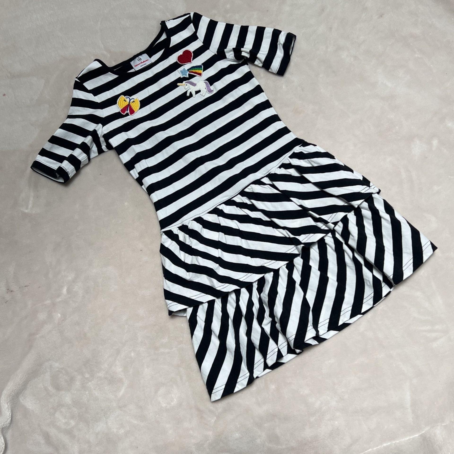 Hanna Andersson Size 140 (10) Girls Striped Unicorn Dress