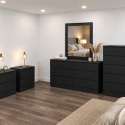 Dresser With Mirror, Chest And Two Nightstands 🌌 Comoda Con Espejo, Gavetero Y Dos Mesitas De Noche 🌌