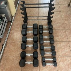 Hex Dumbbells With Rack