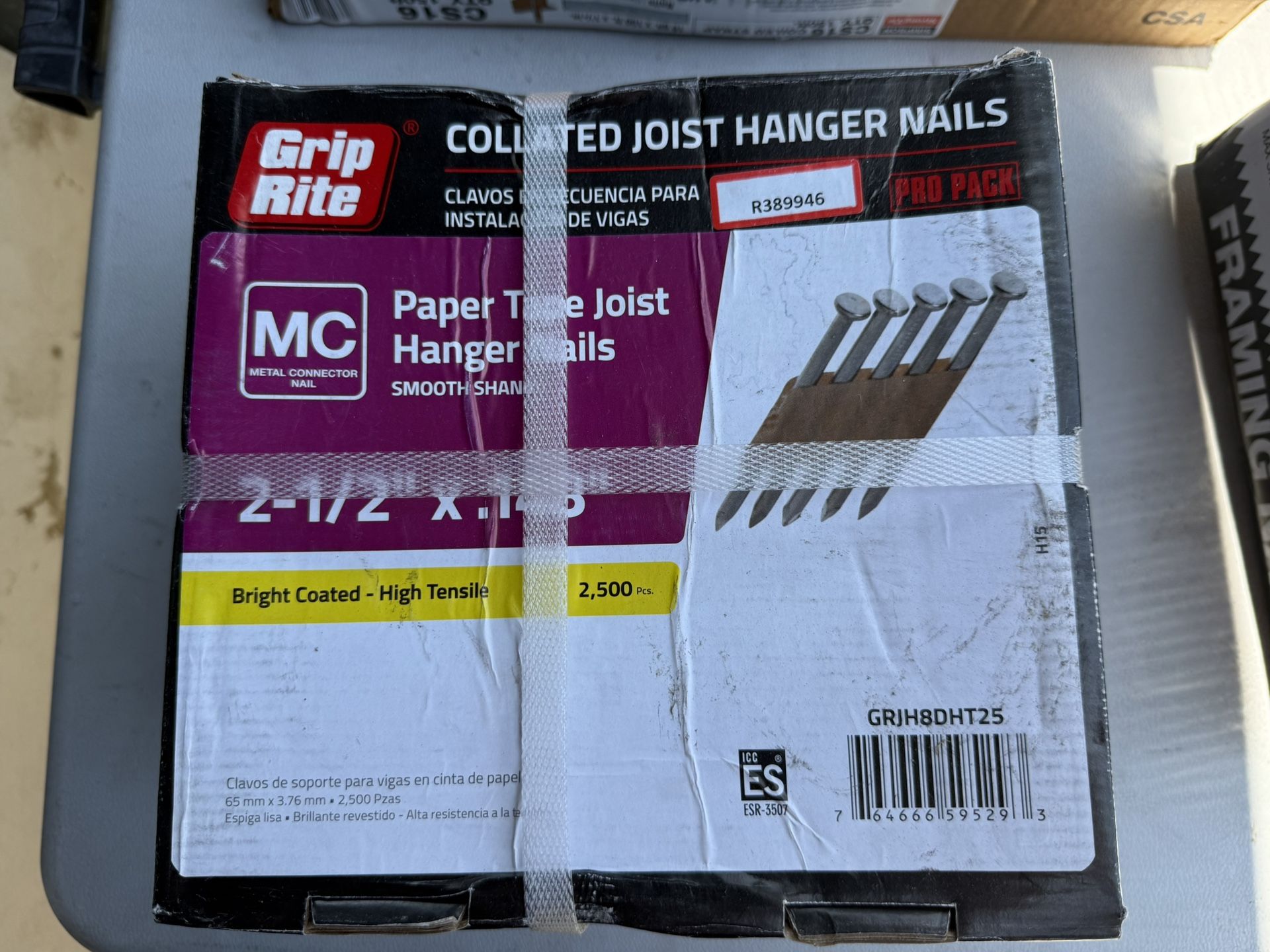 GRIP-RITE GRJH8DHT25 BRT 2-1/2" X .148–33 DEGREE GUN NAILS [2500/BX]