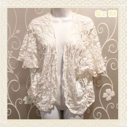 WOMENS OFF WHITE LACE CARDIGAN SIZE M
