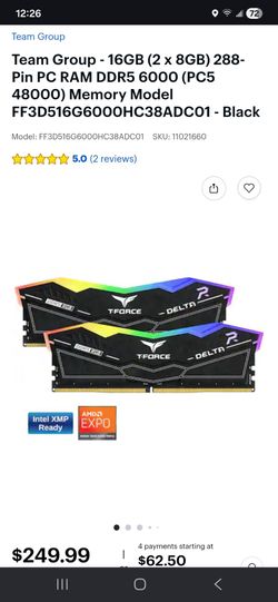 ddr5 2x8gb (16gb)  rgb 6000mhz