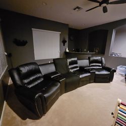 5 Piece Black Reclining Couch Best Offer