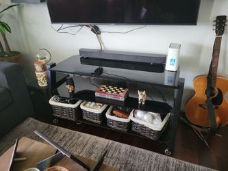 Tv stand metal and glass