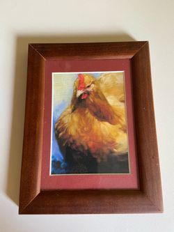 Red Hen watercolor framed