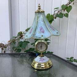 Vintage Floral Touch Lamp with Built-in Clock