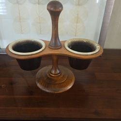 Mid Century Modern Snack Server – Wood & Ceramic