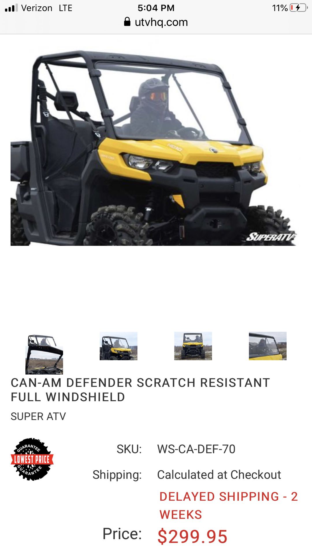 Can Am Defender windshield