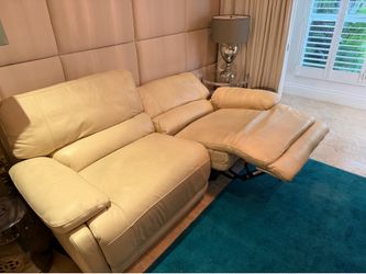 Reclining couch real leather