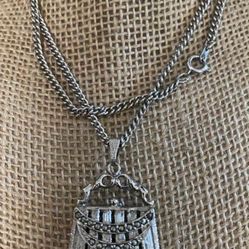 Cadena Stainless Dije Cartera Reloj Piedras Marquesina Joyería Antigua 