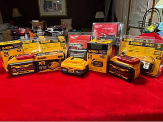Brand New Dewalt and Milwaukee Batteries, Dewalt 5ah, 6ah XR, 8ah XR Powerpack, 9ah Flex, 12ah Flex