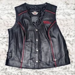 NEW Woman's Harley-Davidson Black Vest with Red Detailing