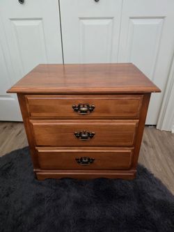 Wood 3-Drawer Nightstand with Brass Handles