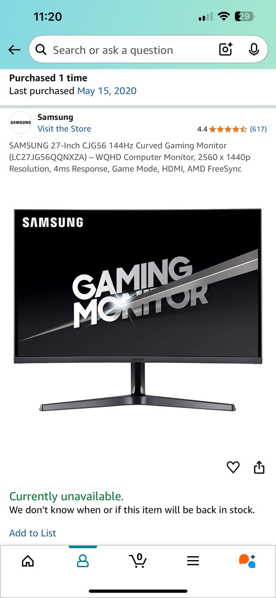 Samsung Gaming Monitor 27 Inch Curved