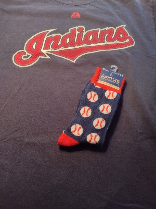 Majestic, Cleveland Indians, Cabrera #13, Men's Large w NEW Socks& Free Thank You Gift