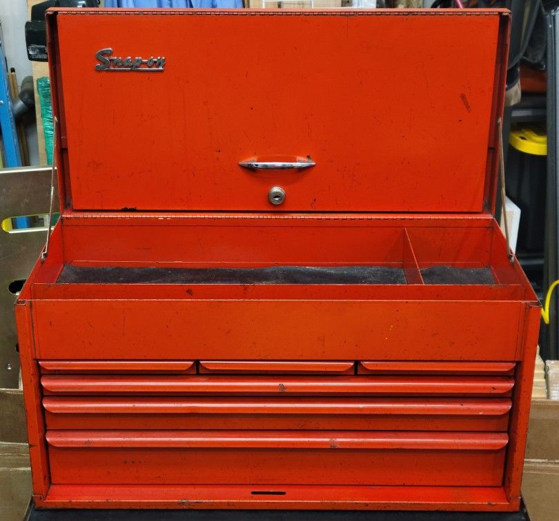 Old School 6 Drawer Snap-On Tool Box / Top Chest w/ Power-Kraft 3 Drawer Rolling Bottom
