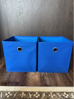 Set of 2 Blue Collapsible Fabric Storage Bins