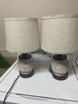 Set of 2 Table Lamps with Built-In USB Ports