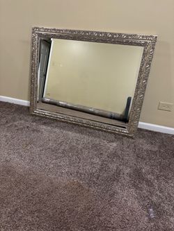 Large Silver Ornate Framed Wall Mirror