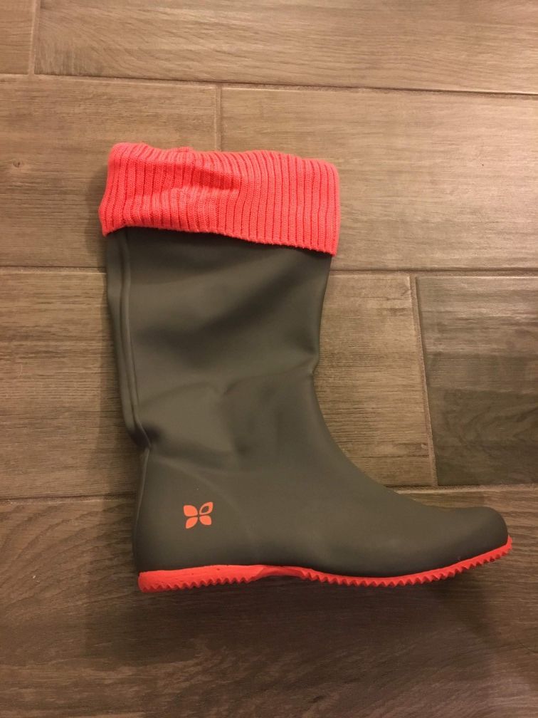 Butterfly Twist Rain Boots Grey/Coral size 7