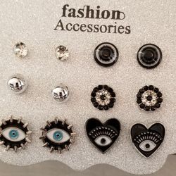 Black Evil Eye Stud Earrings