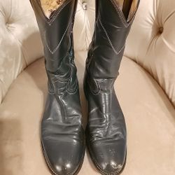 Justin Black Leather Toper Boots Women's 7.5
