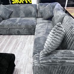 New 🔥 Modern L-Shape Style Premium Grey Sectional w/ Pullout Bed – Finance Today for As Low As $99💥