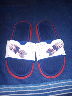 Under Armour sz2 youth Slide Sandals (Red, White & Blue)