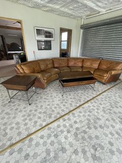 Full Leather Couch With Tables