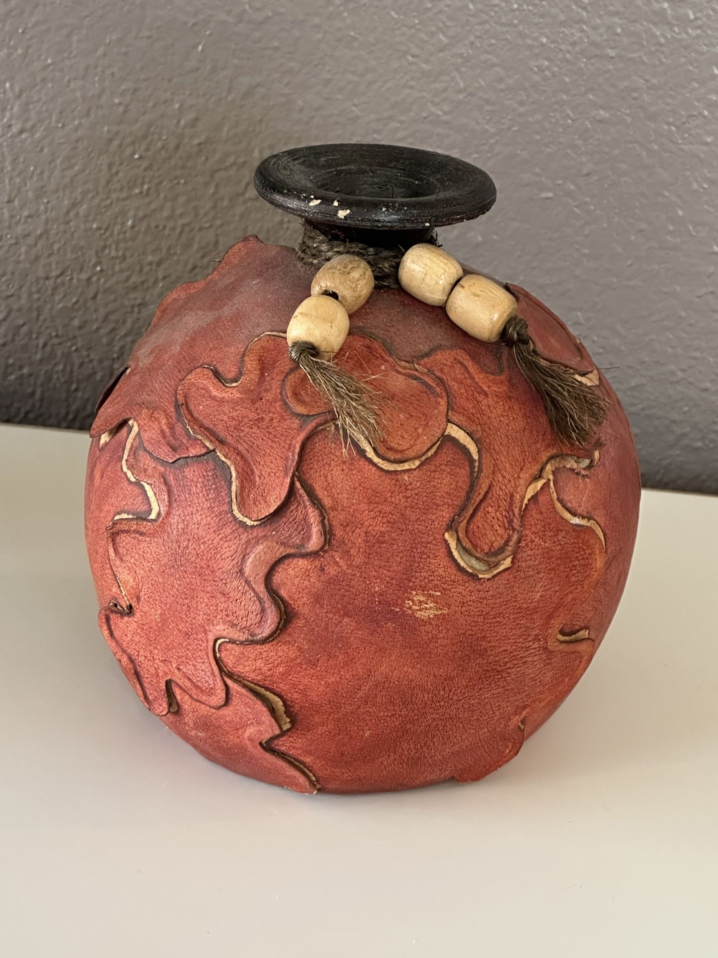 Native American Leather Wrapped Pot