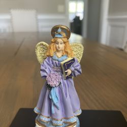 Vintage 1995 Chadwick Miller April Angel With Flowers and Book Ceramic Figurine