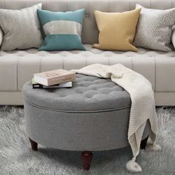 32in Round Tufted Flip-Top Storage Ottoman coffee table 