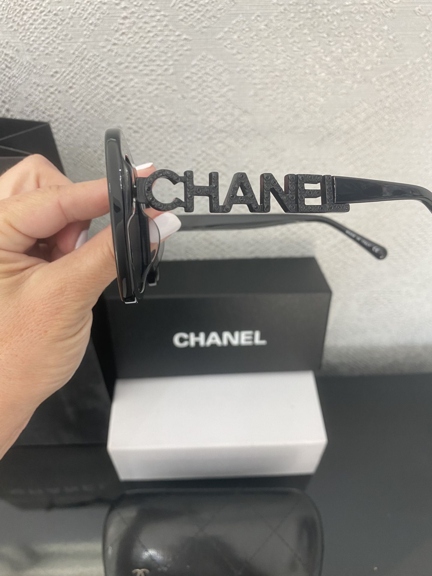 New In Box! Designer Chanel Black Square Sunglasses
