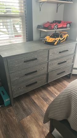 Pottery Barn Teen 6-Drawer Double Dresser Gray Wood Finish