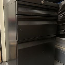 Black 3 Drawer Rolling Metal File Cabinet 